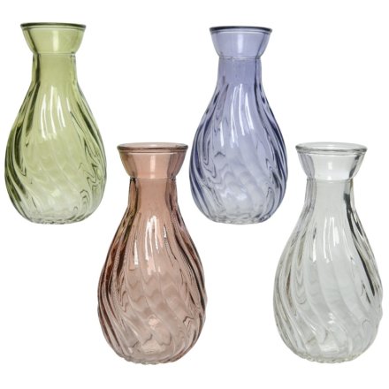 4/A Transparent Coloured Vases, 10cm 