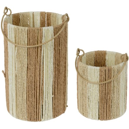 S/2 Hurricane Paperrope Vase, 22cm 