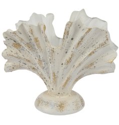 stylish white washed clam figurine 