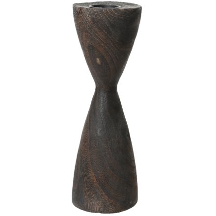 Large Paulownia Wood Candleholder, 30cm 