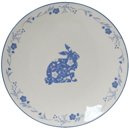 Rabbit Flower Blue Breakfast Plate, 21cm 