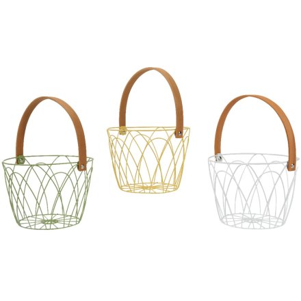 3/A Coloured Wire Storage Basket, 18.5cm 