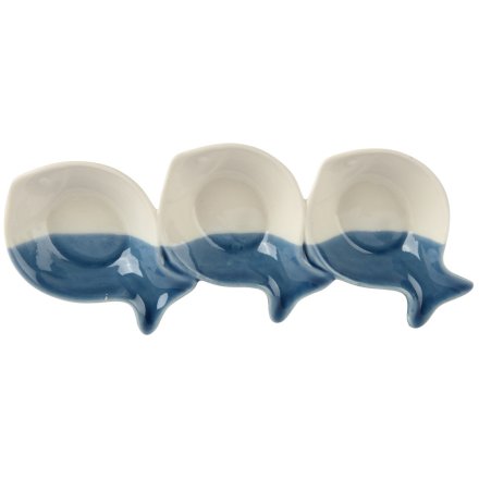 Glazed 3 Taps Fish Plates, 25cm 
