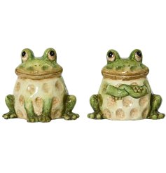 Add some character and whimsy to your outdoor oasis with our Terracotta Garden Frog Ornament.