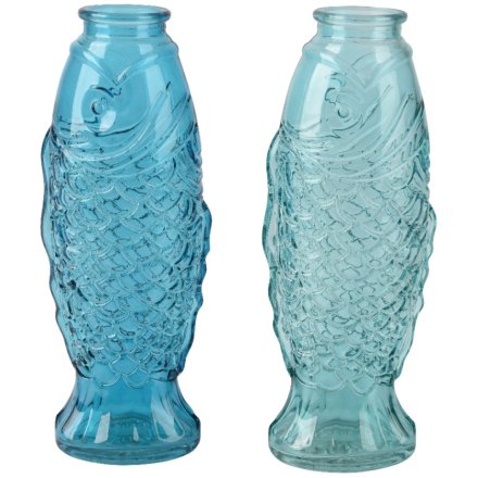 2/A Blue Glass Fish Vase