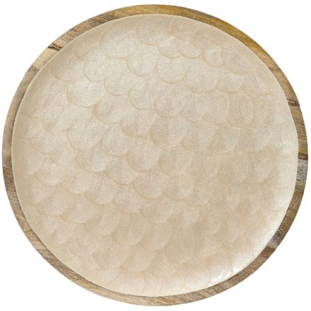 Cream Deco Serving Plate, 30cm 