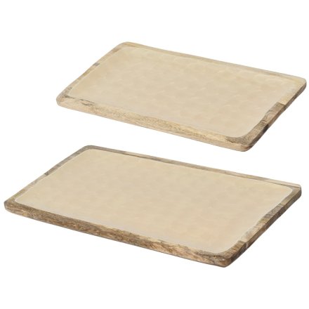 Set of 2 Mango Wood Plates, 45cm 