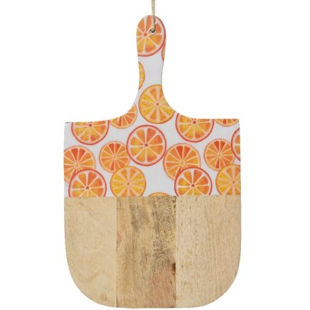 Mango Wood Orange Fruit Chopping Board, 38.5cm 
