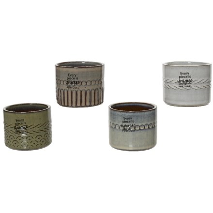 4/A Glazed Grey Planters, 7.1cm 