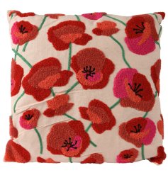 Eye-catching cushion featuring beautiful poppy design.