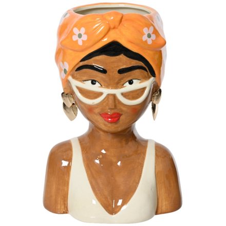  Lady with Earring & Sunglass Planter,24.5cm 