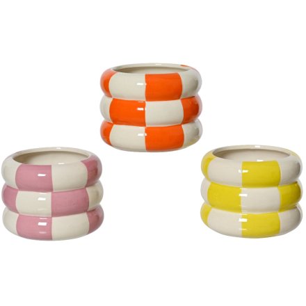 3/A Checked PlanterS, 12.3cm 