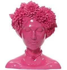 Add a feminine touch to your home with our Pink Polyresin Head Flowers Planter - the perfect pot for any plant-loving