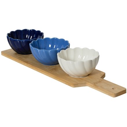 Taps Bowl Set on Wood Board, 40cm 