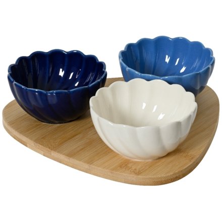 Tapas Bowl Set on Wooden Board, 22cm 