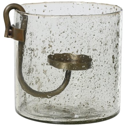 Glass Tealight Holder & Iron Holder, 18cm 