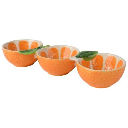 3 Orange Tapas Bowls, 28cm 