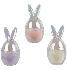 Hop into Easter with our adorable Luster Wax In Glass Paraffin Egg With Ears! 