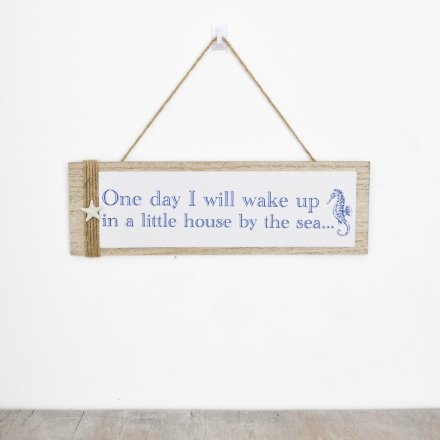 Wake Up By The Sea Wooden sign, 35cm