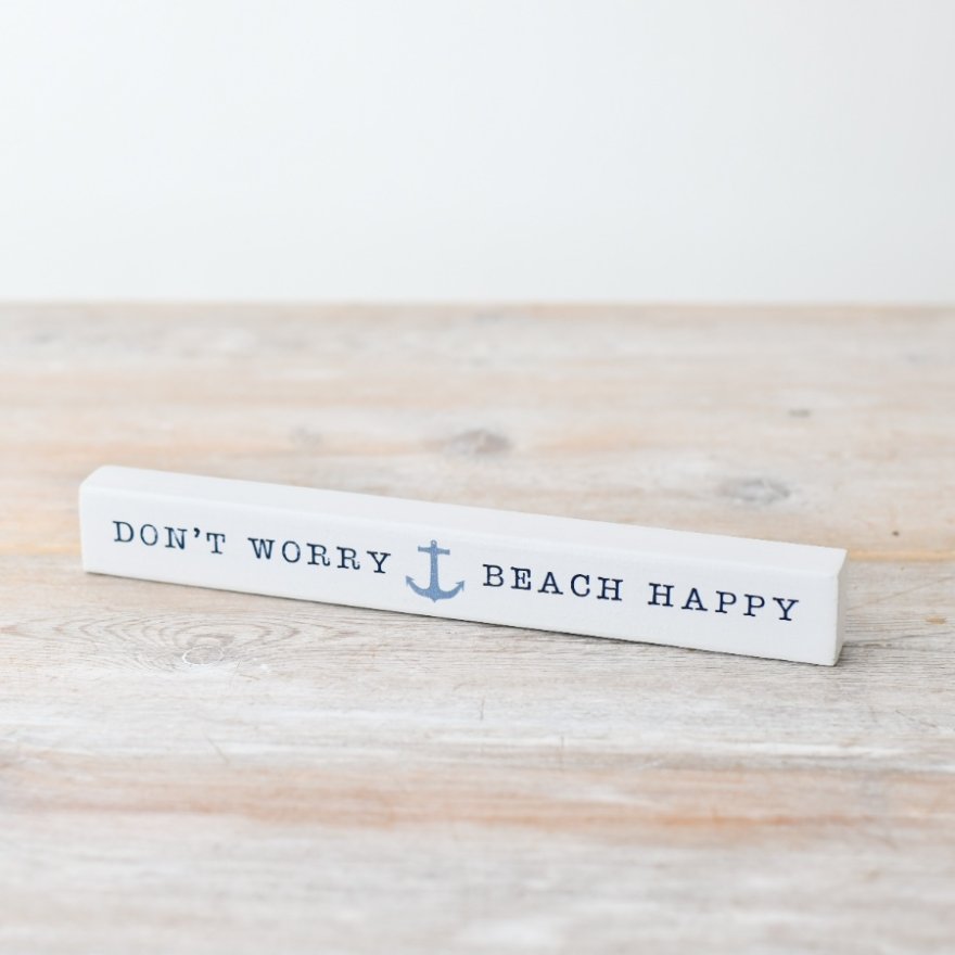 Beach Happy Wooden Block Deco, 24cm