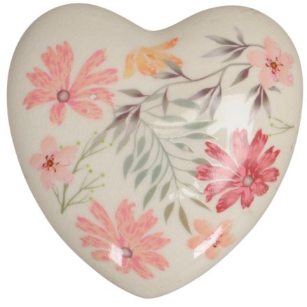 Pink Flowers Heart Decoration, 8.5cm 