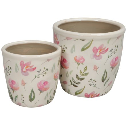 S/2 Flower Design Plant Pots