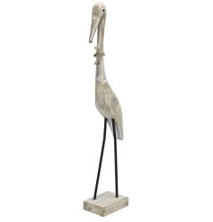 A lovely rustic Heron figure stood tall finished with a whitewash effect.