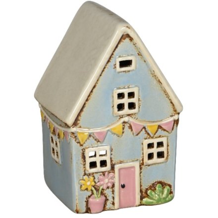 Light Blue Candle House, 15cm 