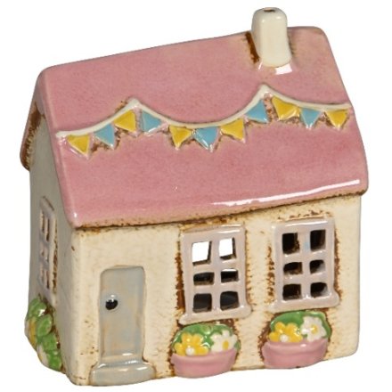 Rose White Candle House, 14cm 