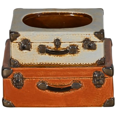 Vintage Suitcase Planter, 13cm 