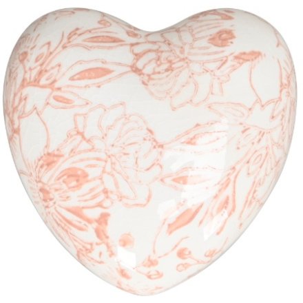 8.5cm Pink Flower Heart Deco