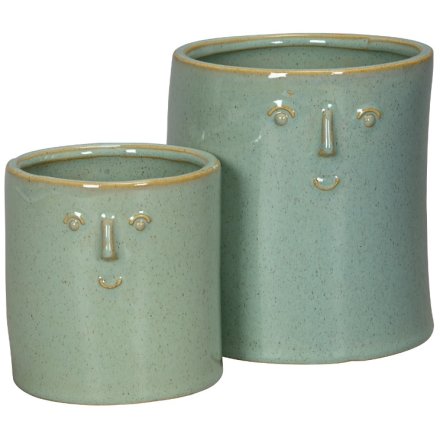 Mint Green Face Planter Set of 2
