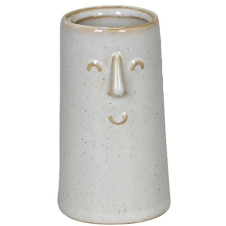 Cream Smiley Face Flower Vase, 8cm 