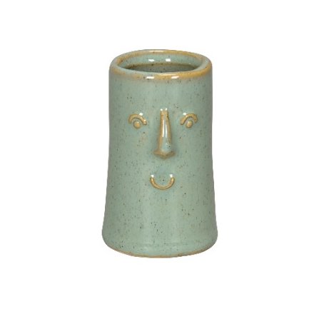 Sm Green Face Vase, 8cm 