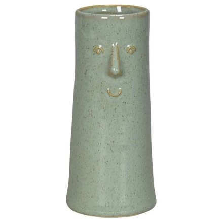 15cm Green Tall Face Vase