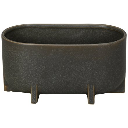 Black Oval Planter, 23cm 