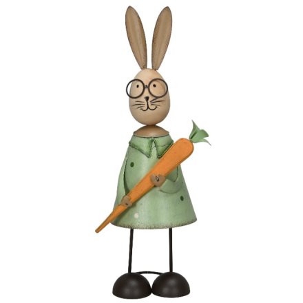 Rabbit with Carrot Deco, 24.5cm 