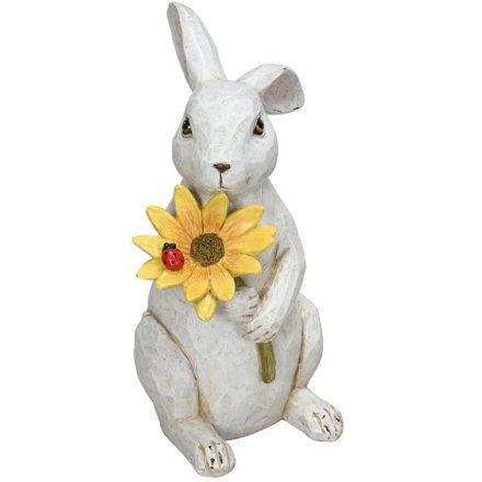 Rabbit with Flower Deco, 24cm 