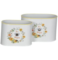 Elevate your kitchen storage with these S/2 Bee Storage Canisters.