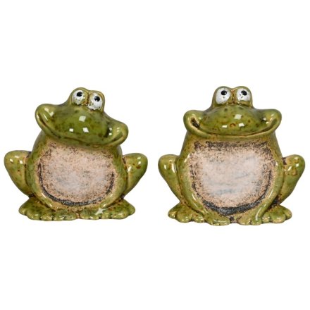 2/A Glazed Frog Garden Ornament, 9.5cm 
