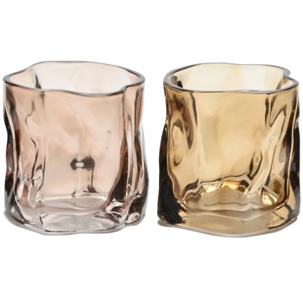 Glass Candle Holder, 7.5cm 2 Asstd