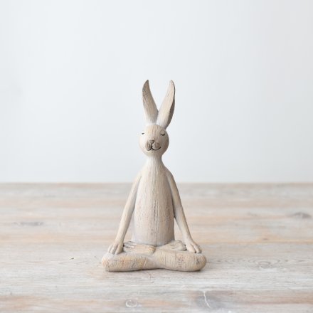 Find inner peace with our charming Yoga Rabbit figurine, measuring 19cm tall and made from durable polyresin. 