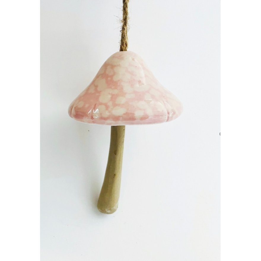 Hanging Pink Mushroom Deco, 10cm 