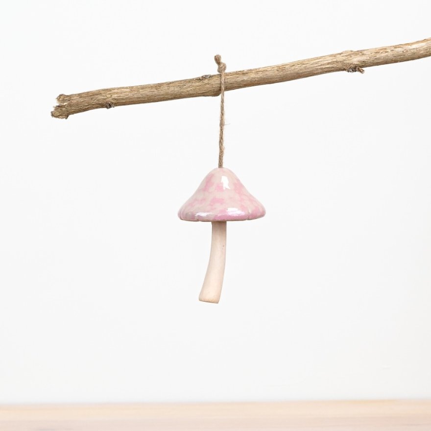 Hanging Pink Mushroom Deco, 10cm 