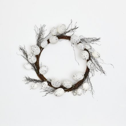 White Easter Egg Wreath, 36cm 