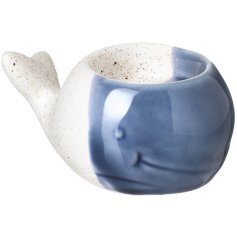 Bring the gentle elegance of the ocean home with our Ceramic Porcelain Whale T Light Holder 