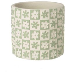 Transform your space with our Med Green Patterned Flower Pot - a touch of Mediterranean elegance for you