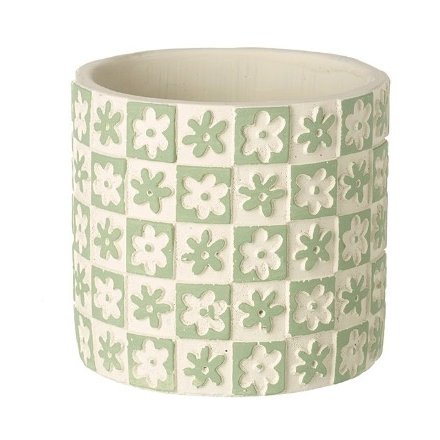 Small Green Flower Planter, 11cm 