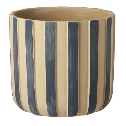 Large Blue Stripped Planter, 17.5cm 