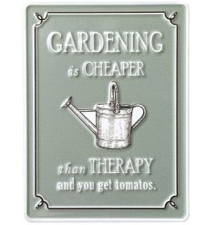 Add some charm and inspiration to your outdoor space with this garden metal sign 